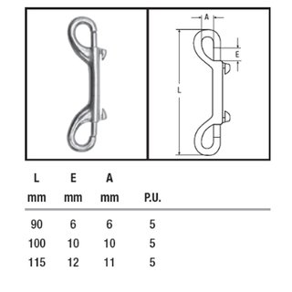 Double carabiner stainless steel V4A L 100 mm A4