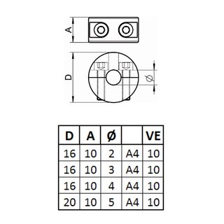 Drahtseil-Klemmring 2-teilig Edelstahl V4A D= 3 mm A4