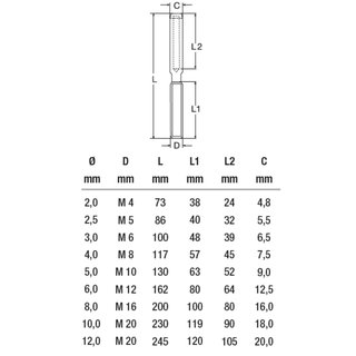 Walzterminal Drahtseil mit Mutter Linksgewinde Edelstahl V4A D= 3 mm M6 A4 - Gewindeterminal Schraubterminal