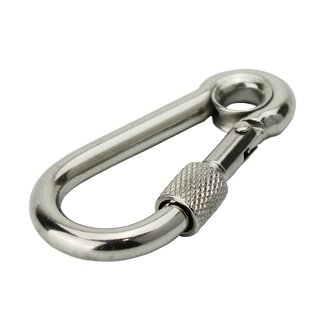 Carabiner with lock nut and thimble 6 x 60 mm A4 stainless steel