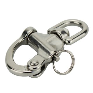 Snap shackle with swivel eye made of polished stainless steel L 87 mm A4