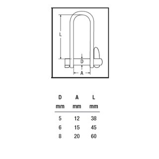Schlüsselschäkel aus Edelstahl V4A D= 6 mm A4