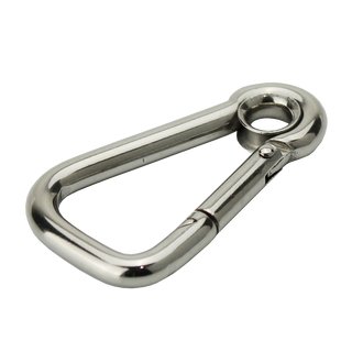 Carabiner hook asymmetrical with thimble made of stainless steel V4A 6 x 60 mm A4