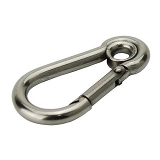 Carabiner hook with thimble made of stainless steel V4A 4 x 40 mm A4