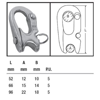 Bulkhead and halyard shackles made of stainless steel V4A L 52 mm A4