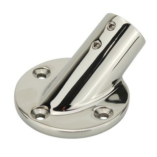 Railing foot stainless steel high gloss polished 30 degrees D 22 mm A4 - V4A