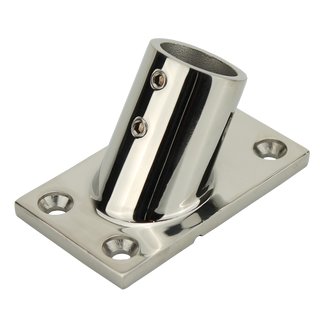 Railing foot stainless steel investment casting high gloss polished 60 degrees D 22 mm A4 - V4A