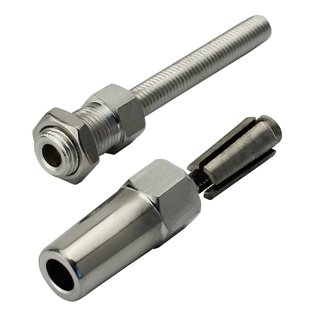 Threaded terminal Stainless steel V4A A4 M12 Steel cable 6 mm (1X19) Screw mounting Self mounting - Screw terminal