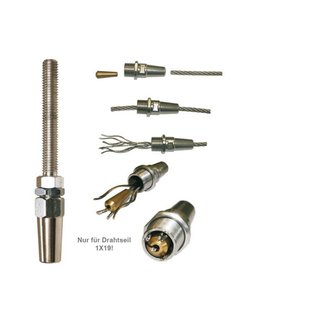 Thread terminal Stainless steel V4A A4 M16 Steel cable 10 mm (1X19) Screw mounting Self assembly - Screw terminal