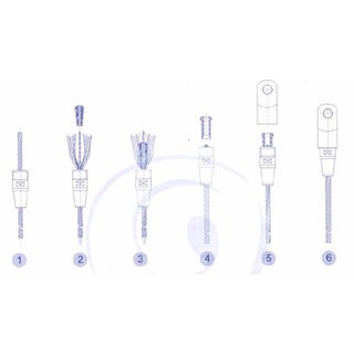 Swageless fork terminal stainless steel V4A A4 steel cable 6 mm (1X19) screw mounting self-assembly - threaded terminal screw terminal