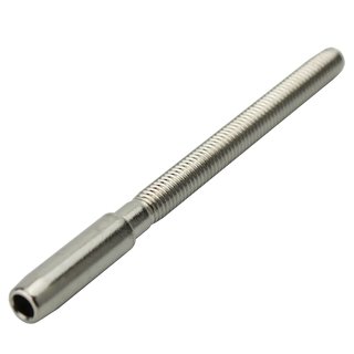 Rolling terminal Mini with external thread long stainless steel V4A right-hand thread D= 4 mm M6 A4 - Screw terminal Thread terminal