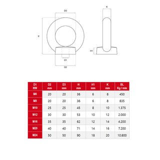 Ring nuts forged stainless steel DIN582 V4A A4 M24 - eye nuts stainless steel nuts special nuts round nuts metal nuts lifting nuts stop nuts transport nuts
