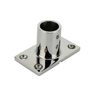 Railing foot stainless steel rectangular high gloss polished 90 degrees V4A D 22 mm A4 - V4A